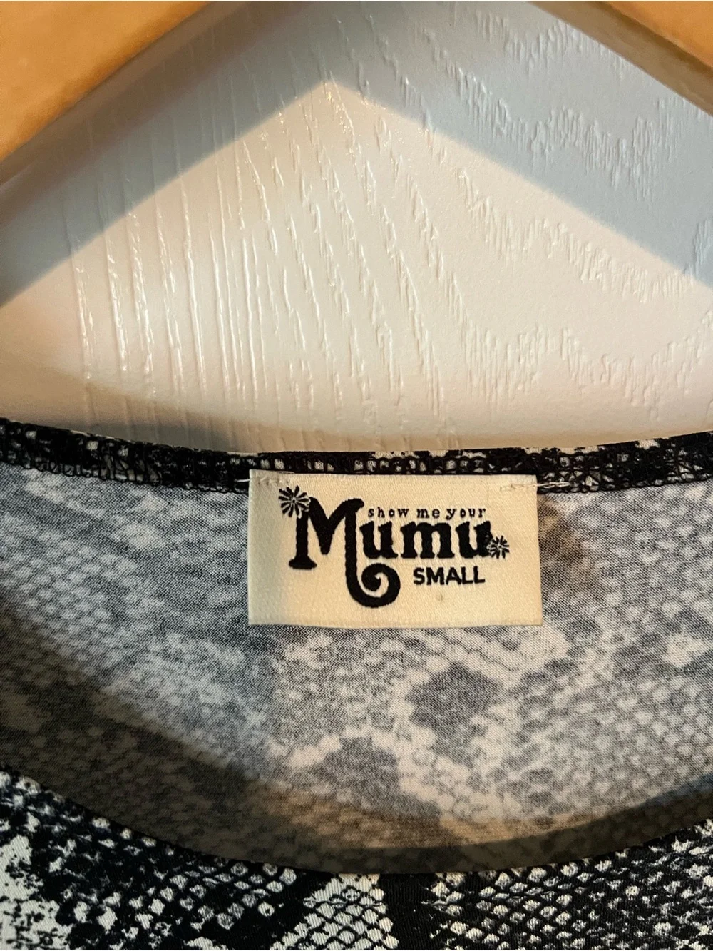 Show Me Your Mumu Vintage Dress Viper Snake Print Geller Black Cream Women Sz S